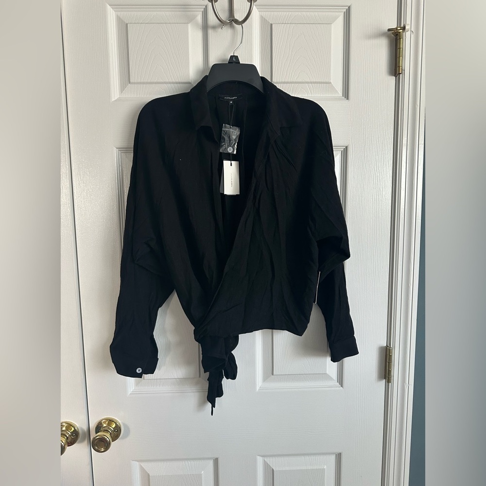NWT JLuxLabel Black Wrap Top